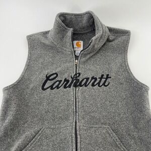 Carhartt For Women Gray Boyne‎ Fleece Full Zip Vest Spellout Size S